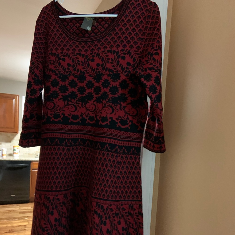 Red and black women’s sweater dress from Macy’s